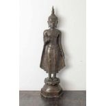 Buddha "Abhaya Mudra", Ermutigungsgeste bzw. Segnungs- oder Furchtlosigkeits-Mudra, Bronze, neuz.