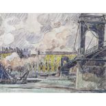 Signac, Paul (1863-1935) zugeschrieben, "Pont Rapé (Paris)", Aquarell mit Bleistift, li. u. sign. "