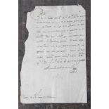 Handschriftliches Dokument in schwarzer Tinte mit der originaler Unterschrift des José Antonio Manso