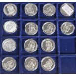 14 Silbermünzen, 10 Euro, 2006, BRD, PP, Wolfgang Amadeus Mozart 1756-1791, Münzen in Kapsel und
