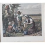 Nach Wieschebrink, Franz (1818-1884), "Zum Essen - a mangiare", Magd mit 3 Kindern auf Wiese ein