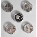 5 Silbermünzen, 10 Euro, 2008, BRD, PP, Franz Kafka 1883-1924, Münzen in Kapsel.