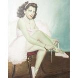 Unbekannter Maler (wohl 20. Jahrhundert), Porträt einer sitzenden Ballerina, Öl/Lw., re. u. sign. "