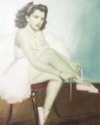 Unbekannter Maler (wohl 20. Jahrhundert), Porträt einer sitzenden Ballerina, Öl/Lw., re. u. sign. "