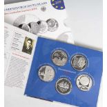 6 Silber-Gedenkmünzenset, 10 Euro, 2008, Bundesrepublik Deutschland, PP, darunter 200. Geburtstag