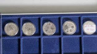 5 Silbermünzen, 10 Euro, 2007, BRD, PP, 50 Jahre Römische Verträge, Münzen in Kapsel.