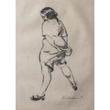 Berend-Corinth, Charlotte (1880-1967), Rückenansicht eines Mädchens, den Rock raffend, Zeichnung,