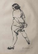 Berend-Corinth, Charlotte (1880-1967), Rückenansicht eines Mädchens, den Rock raffend, Zeichnung,