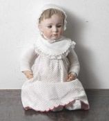 Puppe, um 1900, unbek. Herstellerzeichen am Hinterkopf, Nr. 11, Porzellankopf, bewegliche Puppe