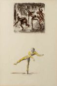 Wohl Slevogt, Max (1868-1932), 2 Darstellungen, 4 tanzende Männer vor an Pfahl Gefesselten, darunter