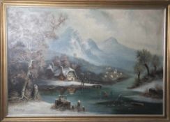 Unbekannter Künstler (19. Jahrhundert), wohl Russland, Winterlandschaft, Öl/Lw., li. u. sign.