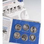 6 Silber-Gedenkmünzen, 10 Euro, 2009, Bundesrepublik Deutschland, PP, darunter IAAF Leichtathletik