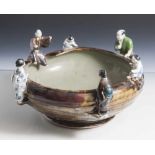 Schale, China, wohl Ende 19. Jahrhundert, Steinzeug, gedrückt bauchige Form mit eingezogenem,