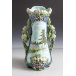 Jugendstil-Vase, wohl Frankreich, um 1900, Keramik, über vier Füßen kegelförmiger Korpus mit