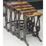 5 Beistelltische, China, 19./20. Jahrhundert, Tischsatz mit stapelbaren, hochbeinigen Tischen,