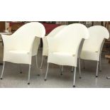 4 Stühle der Modellreihe Dr. No, Phillipe Starck, cremefarben.
