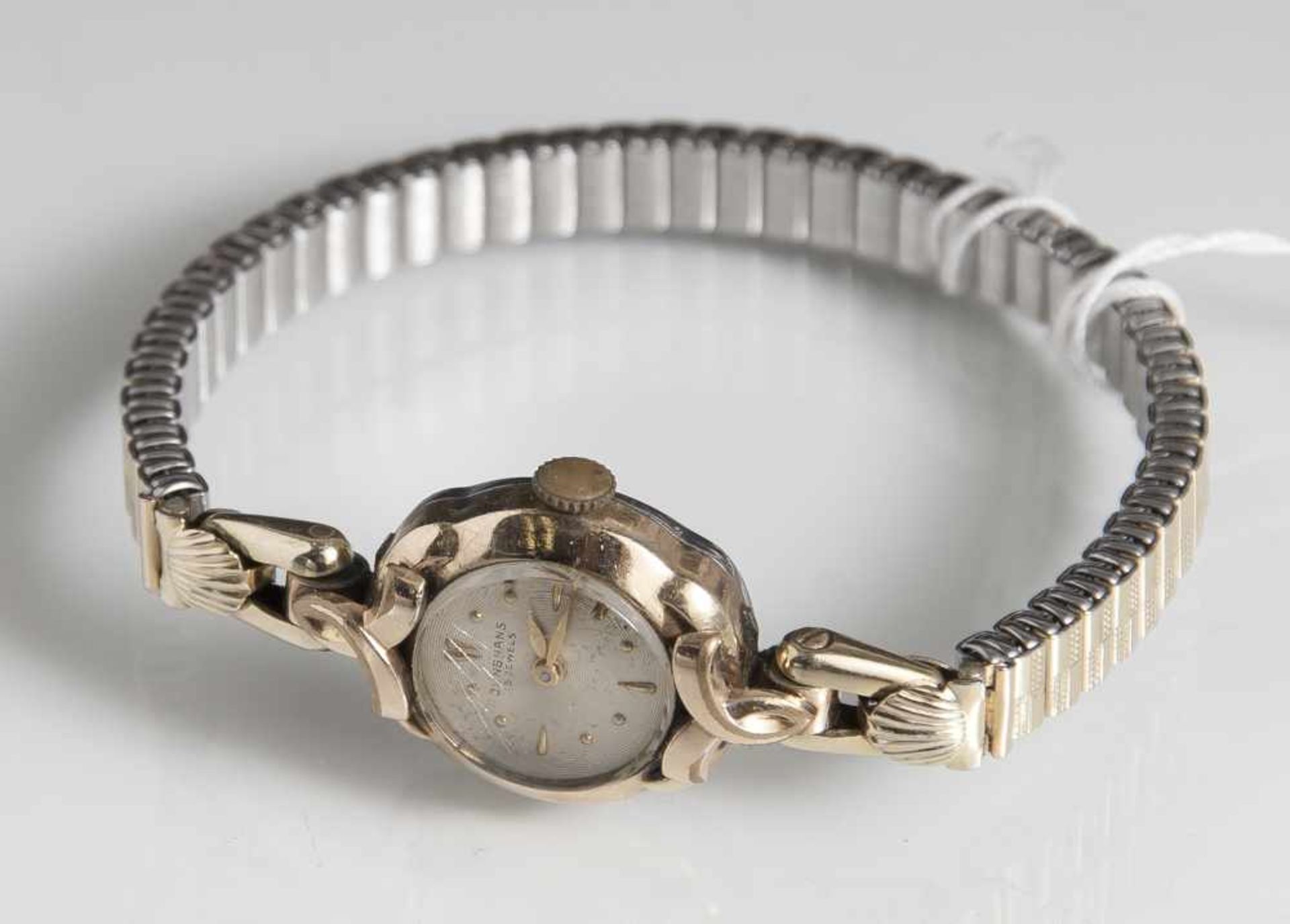 Damenarmbanduhr, Junghans, 1930er Jahre, Walzgold Doublé. Handaufzug. Werk läuft an.