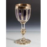 Glaspokal, um 1900/20, farbloses Glas, teilweise violett überfangen, geschliffen, partiell