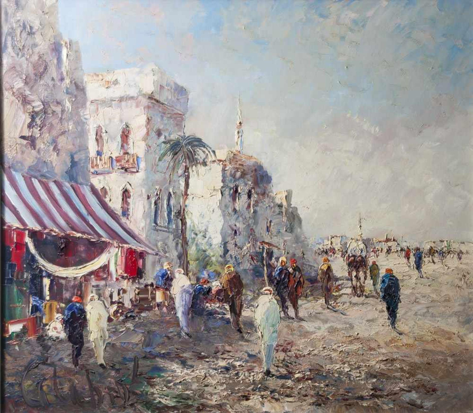 Calabro, Baptiste (wohl 20. Jahrhundert), Marktszene in Fez, Öl/Lw., rs. bez. "Baptiste Calabro