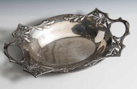 Ovale Schale aus der Zeit des Jugendstil, um 1900, Silber 800, gepunzt Feingehalt, Marke sich
