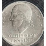 1 Münze, 3 Reichsmark, Weimarer Republik, Lessing, J., 1929.