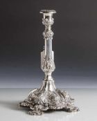 Kerzenhalter, Sterling Silber 925, im Barockstil, mit reichem Reliefdekor von Muschelwerk und