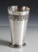 Jugendstil-Becher, WMF Geislingen, versilbert, konisch auslaufende Form, glatte Wandung, im oberen