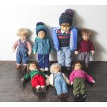 Konvolut von 7 Puppen, u.a. Käthe Kruse, verschiedene Modelle und Ausführungen, darunter 6x Junge