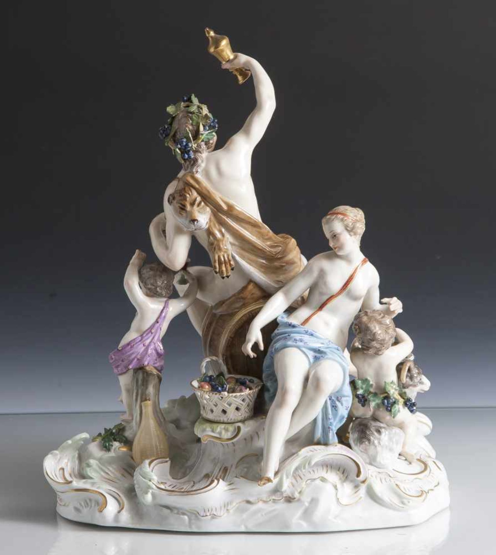 Figurengruppe, "Dionysos und Ariadne", Meissen, blaue Schwertermarke um 1860, Modell nach Johann - Bild 2 aus 2