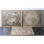 Drei astrologische Karten aus dem historischer Sternatlas "Harmonia Macrocosmica", veröffentlicht