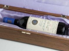 1 Flasche Rotwein, Barons Edmond Benjamin de Rothschild, Haut-Medoc, 1985, 750 ml, in Holzetui mit