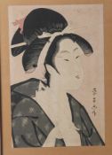 Yeisho, Chokusai (wohl 18. Jahrhundert), "A Bust-portrait of a Beautiful Woman", Portrait einer