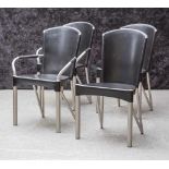 4 Esszimmerstühle, davon 2 Armlehnstühle, Design Roland Schmitt, Modell RSTS, Gestell Metall,