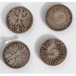 4 Münzen, Satz Silberadler, 5 DM, BRD, 1951 G J F D.