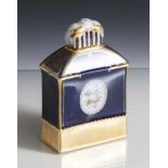 Teedose, Art-Déco, Bing & Grondahl, Marke 1915-1948, kobaltblau mit reicher Goldstaffierung, die Vs.