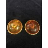 Pair of amber earrings stamped 800 and two brooches