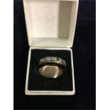 A 9ct signet ring and a five diamond ring 9ct (2.4g and 1.5g)