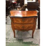 A Bowfront inlaid Ormalu detail French style two draw commode