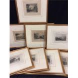 A selection of framed etchings