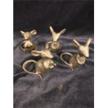 Four cast iron mice