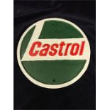 A cast Iron round Castrol sign