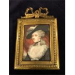 19th Century English School miniature after Gainsborough of Mrs Robinson ("Perdita"), mistress to