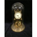 A French clock under a glass dome.