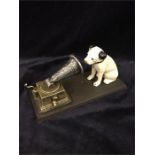 A cast iron HMV dog with gramaphone