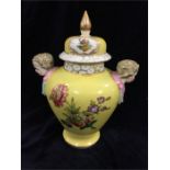 An Helena Woolfson lidded vase with cherub handles