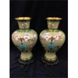 A Pair of Cloisonné Vases on Stands