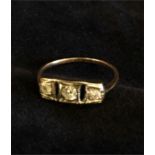 Three Diamond 18ct gold with platinum setting ring c.1900 (1.5g)