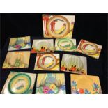 Bizarre by Clarice Cliff, Royal Staffordshire England Reg NO 784849 (The Biarritz) Ten plates and