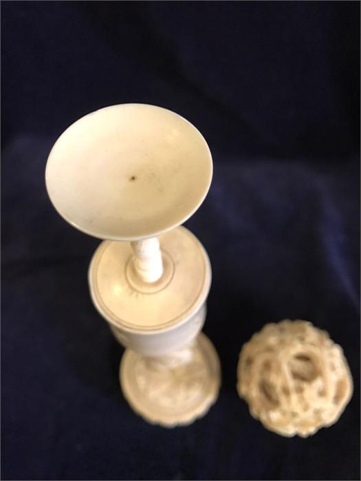 A Ivory puzzle ball on stand - Bild 7 aus 10