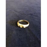 Three Diamond Gipsy set 18ct gold ring hallmarked Chester 1920 (Total Weight 5.8g)